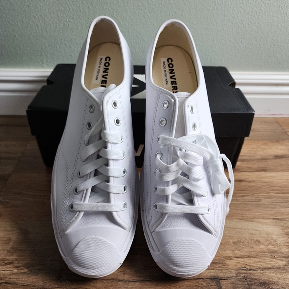 New Men’s Converse Jack Purcell Leather Sneakers - All White - Size 11.5 - Picture 3 of 10